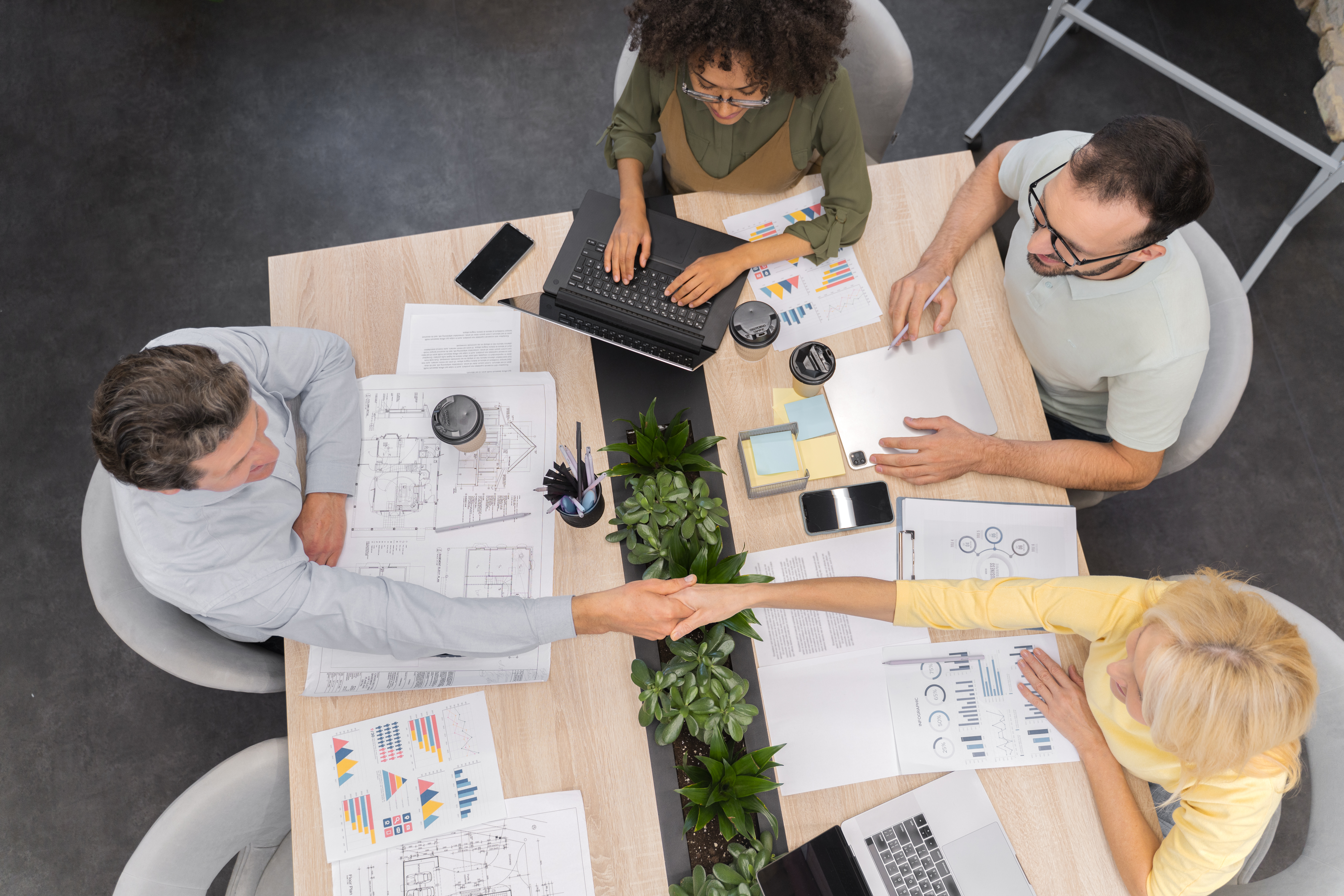 close-up-young-business-team-working